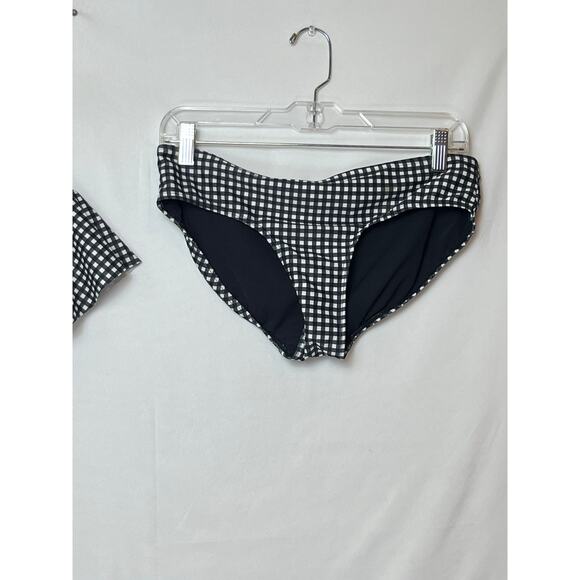 Albion Womens M Black White Gingham 2 Piece Bikini Swimsuit Set Retro High Waist - Picture 11 of 12